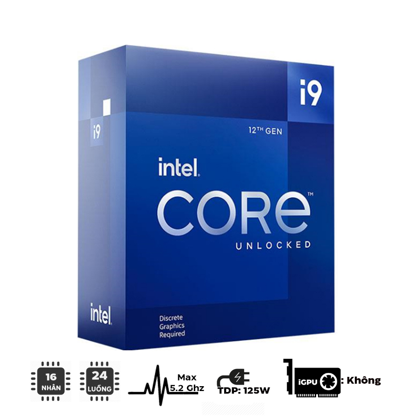 CPU Intel Core I9-12900KF (3.9GHz Turbo 5.2Ghz | 16 Nhân 24 Luồng | 30MB Cache | 125W)